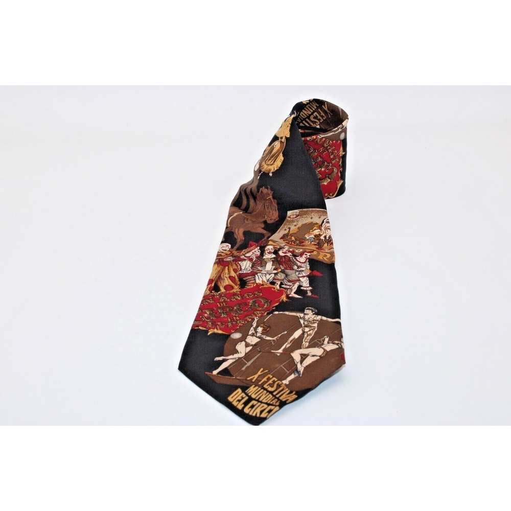 Vintage Circus Neck Tie. Guy Laroche Couture. 100% Silk Festival